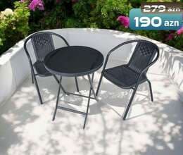 Bağ mebeli masa ve oturacaq dəst 